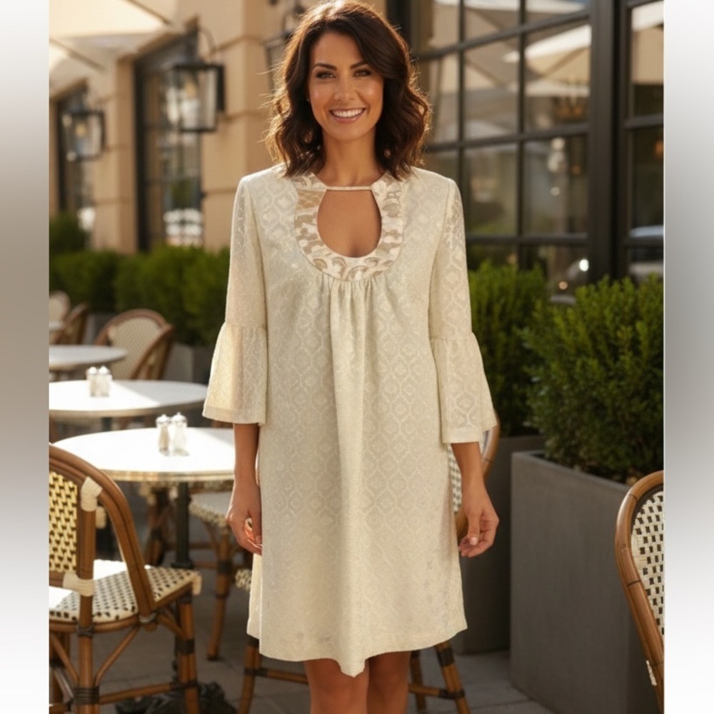 TRINA Turk metallic gold dress size 8